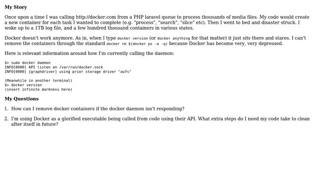 I crashed Docker with container overload, how do I remove them? смотреть онлайн