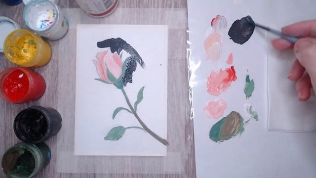Как нарисовать розу гуашью легко смотреть онлайн
