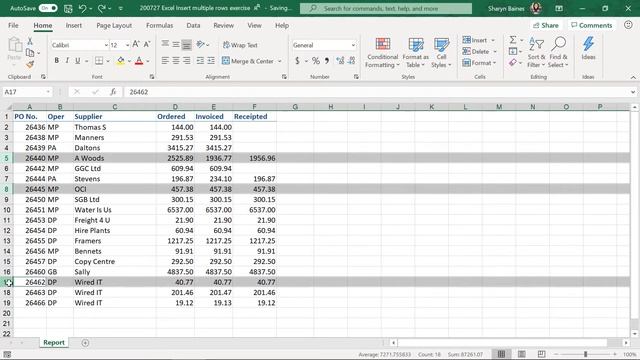 How to insert multiple rows in Microsoft Excel (inc. shortcut key)