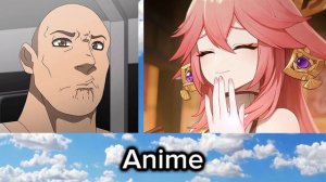 Anime(Genshin Impact) vs Reddit | The Rock Reaction Meme