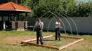Сборка теплицы Урожай Капля 25
