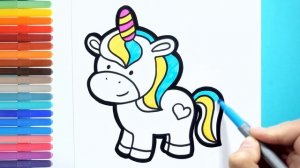 Рисуем единорога. Простой рисунок красивого единорога. Simple drawing of a beautiful unicorn.