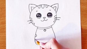 Как Легко И Просто Нарисовать МИЛУЮ КОШКУ | Как Нарисовать Кошку / Котёнка шаг за шагом