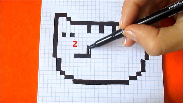 Как рисовать Кошку по клеточкам How to Draw Cat Pixel Art for Kids смотреть онлайн
