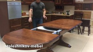 Большой обеденный раздвижной стол Гранд из массива березы