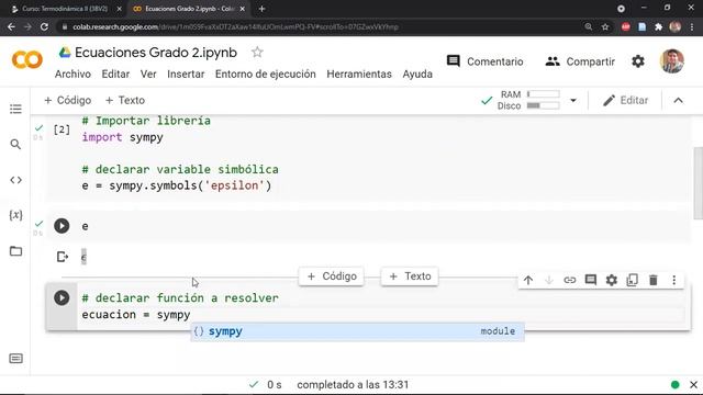 Solución de Ecuaciones Cuadráticas en Google Colab