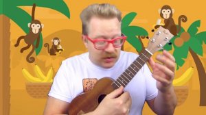 Пять весёлых обезьянок | Урок игры на укулеле для детей | Детские песни на укулеле | Учимся играть