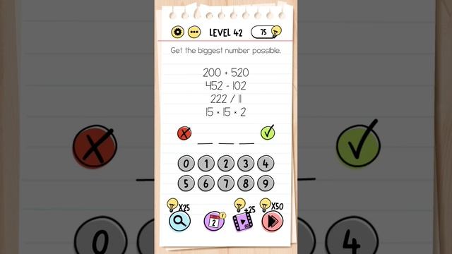 Level 42 / Brain test /Get the biggest number possible.