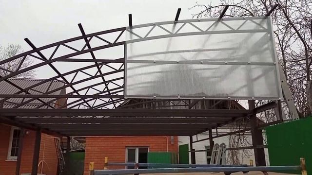 как сделать навес одному. 2 часть навес из поликарбоната. смотреть онлайн