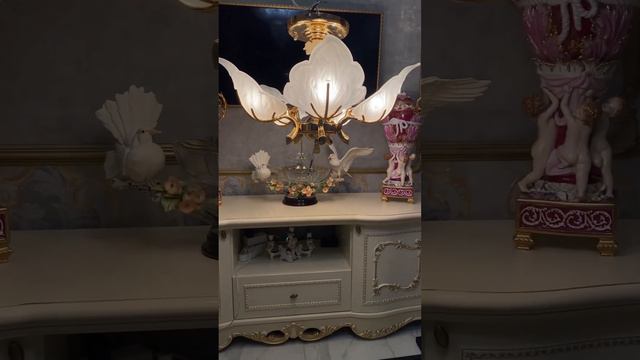 Винтажная люстра и настольные лампы из Муранского стекла Италия. Дворцовая люстра. Люкс интерьер смотреть онлайн