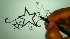 3D STAR tattoo sketch.