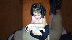 Baby Devanshi feeding her Baby doll