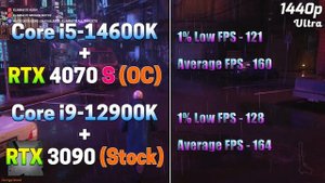 Core i5 14600K + RTX 4070 SUPER 12GB @Overclock vs Core i9 12900K + RTX 3090 24GB @Stock