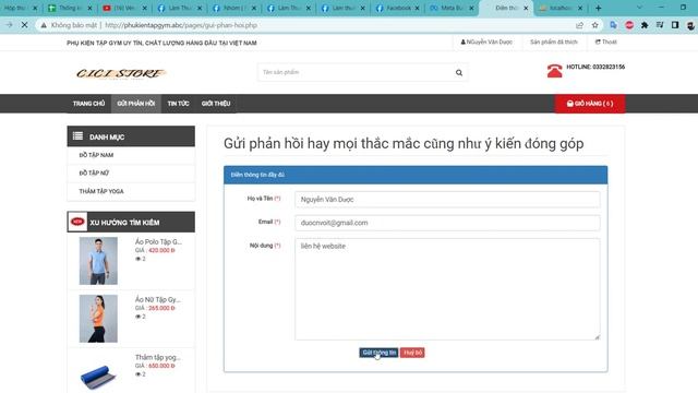 Giới thiệu website bán hàng phụ kiện tập gym thời trang tập gym chuẩn seo php mysql