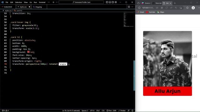 Animated Profile Card with Hover Effect in HTML and CSS Only смотреть онлайн