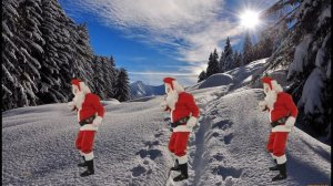 Три деда Мороза танцуют под музыку