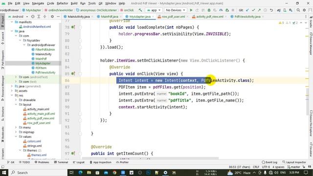 How to make pdf ListView using recyclerview in android studio