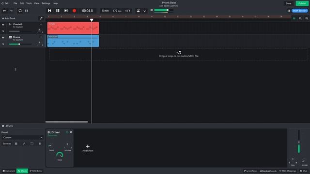 How to make an Phonk beat using BandLab's free web Mix Editor (BandLab Tutorial)