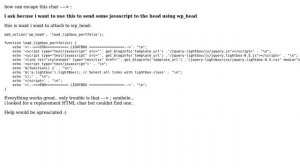 Wordpress: How can i send this to wp_head - escape problem?