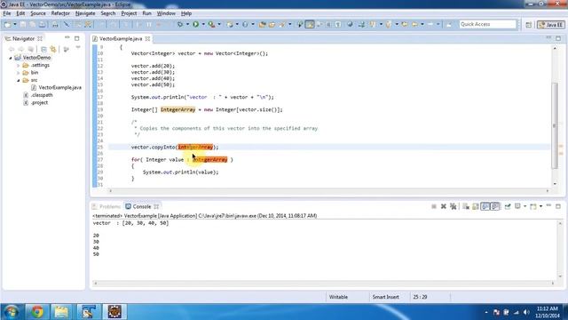 Vector (CopyInto method) | Java Collection Framework смотреть онлайн