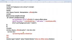 OFFSET METHOD IN JQUERY DEMO TAMIL