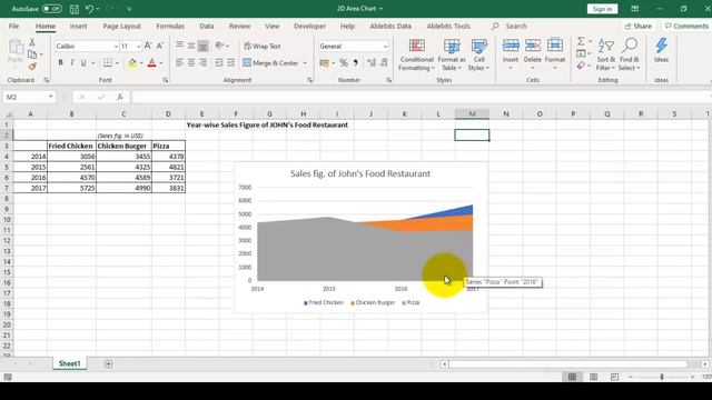 Microsoft Excel 2016: 2D Area Chart смотреть онлайн