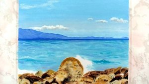 Как нарисовать брызги морской волны и каменистый берег.
