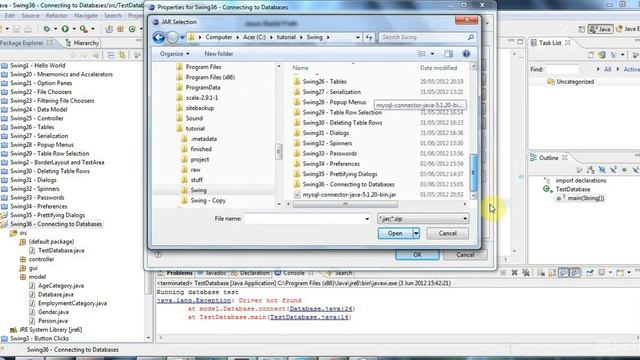 JDBC Connecting to a SQL Database