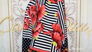 Халат на молнии с коротким рукавом Модель №142 черный с цветами 50 76 1410р С