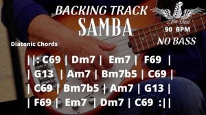 Backing Track Samba  Diatonic Chords in C no Bass