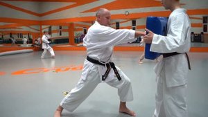 Удар гяку цки в каратэ-до Шотокан.