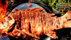 Мелкий жареный карась в казане на костре, караси в сметане с хрустящей корочкой, #7