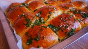 Пампушки с чесноком и зеленью Домашняя выпечка