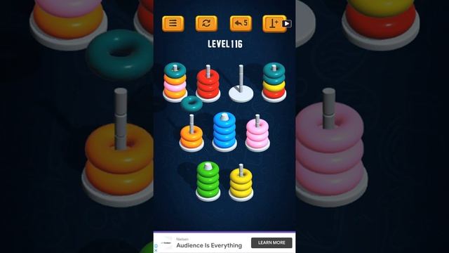 Hoop Sort Puzzle - Color Ring Stack Sorting Game Level 116 Solution