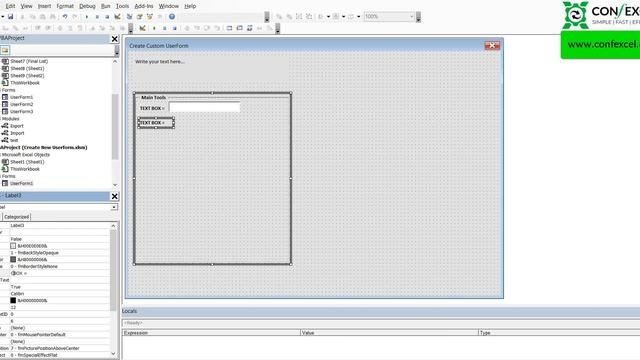 VBA Excel Main Tools For Userform