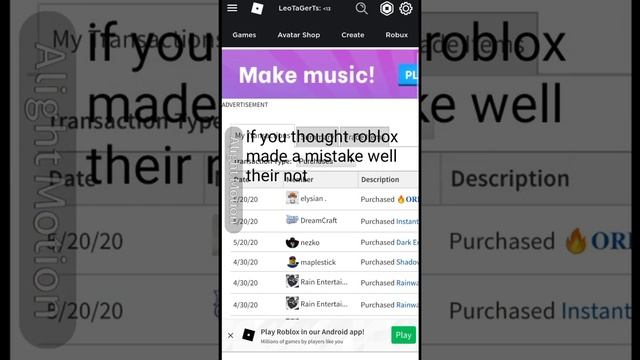 Roblox Transaction History Update