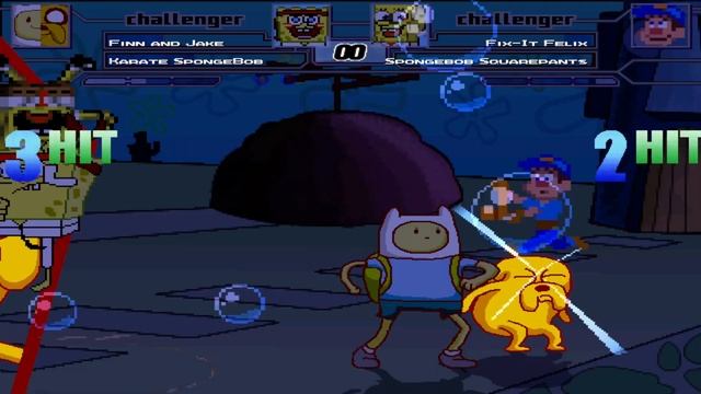 FINN & JAKE TEAM UP WITH KARATE SPONGEBOB IN SURVIVAL MODE