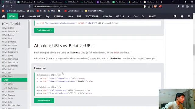 Learning HTML using w3schools.com and chatGPT