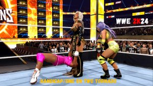 WWE 2K24 HANDICAP/ ONE ON TWO TORNADO  -  STACY KEIBLER VS SKARLETT & CANDICE LeRAE