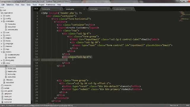 Codeigniter CRUD Application - Creating Input Form using Bootstrap