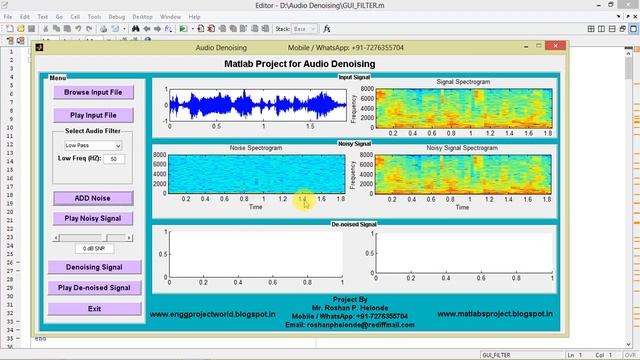 Audio Denoising Matlab Project with Source Code || IEEE Based Project || Final Year Project