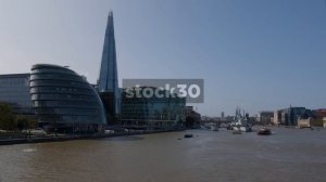 The City Hall And Shard Buildings By The River Thames In London, UK