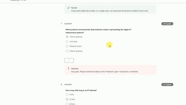 The Network Layer (week-2 assignment) Coursera(course -  The Bits and Bytes of Computer Networking