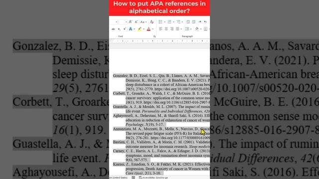 How to put references in alphabetical order? | Alphabetizing references in Word | APA Style