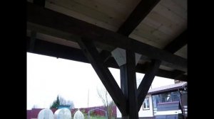 Навес к дому 7м на 4м из бруса с крыльцом