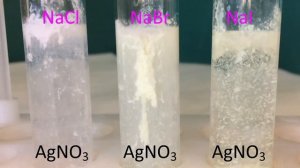 Качественная реакция на хлорид, бромид, йодид ион.