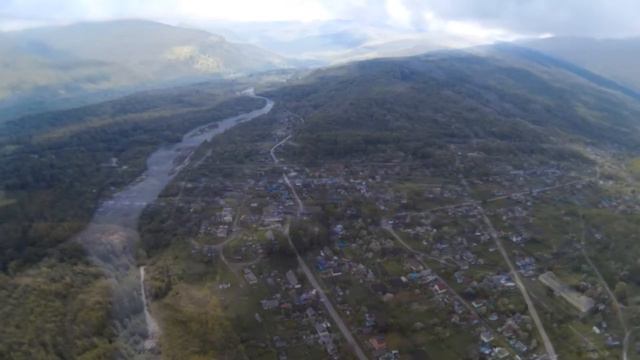 Посёлок Перевалка с высоты птичьего полёта. Предгорье Кавказа