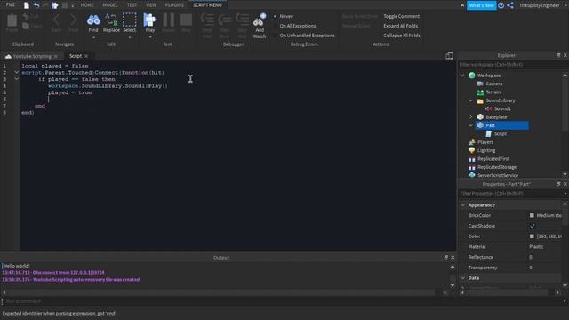 Roblox Studio () How to make sound play only once onTouch смотреть онлайн