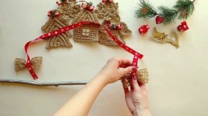 Новогодний ЭКО декор за 5 минут!!! Панно на стену из джута. Новогодняя гирляна. Christmas DIY.