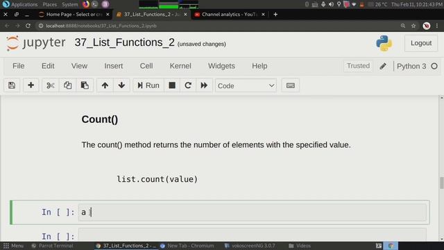 #37 List Functions In Python With Examples | Copy , Insert , Extend , Pop , Clear , Index , Count